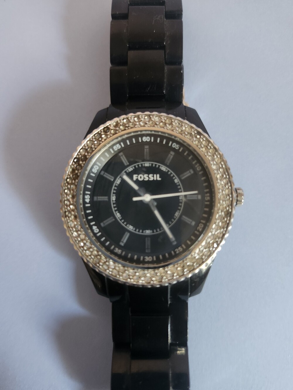 Fossil Stella Black Resin Glitz Watch ES2445